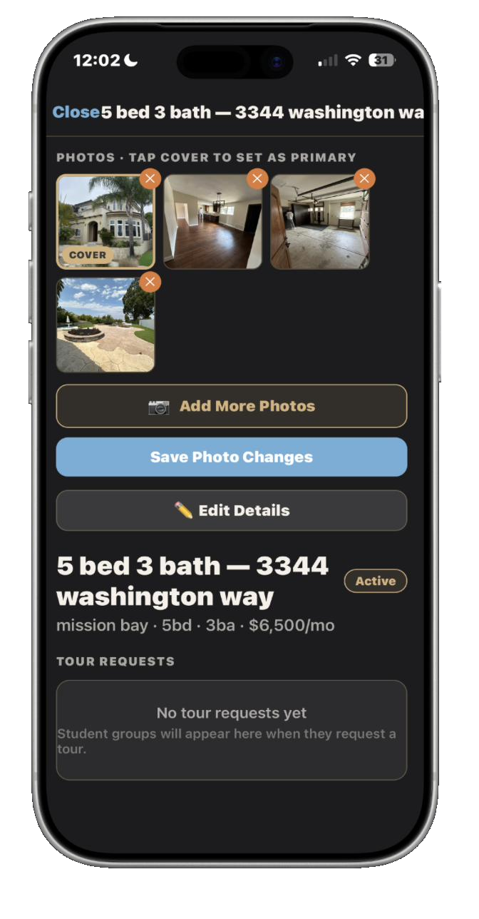 Listing detail and tour requests