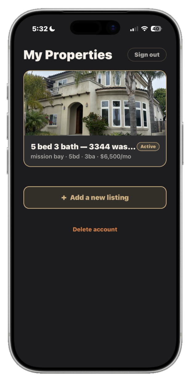Landlord portal in Lence